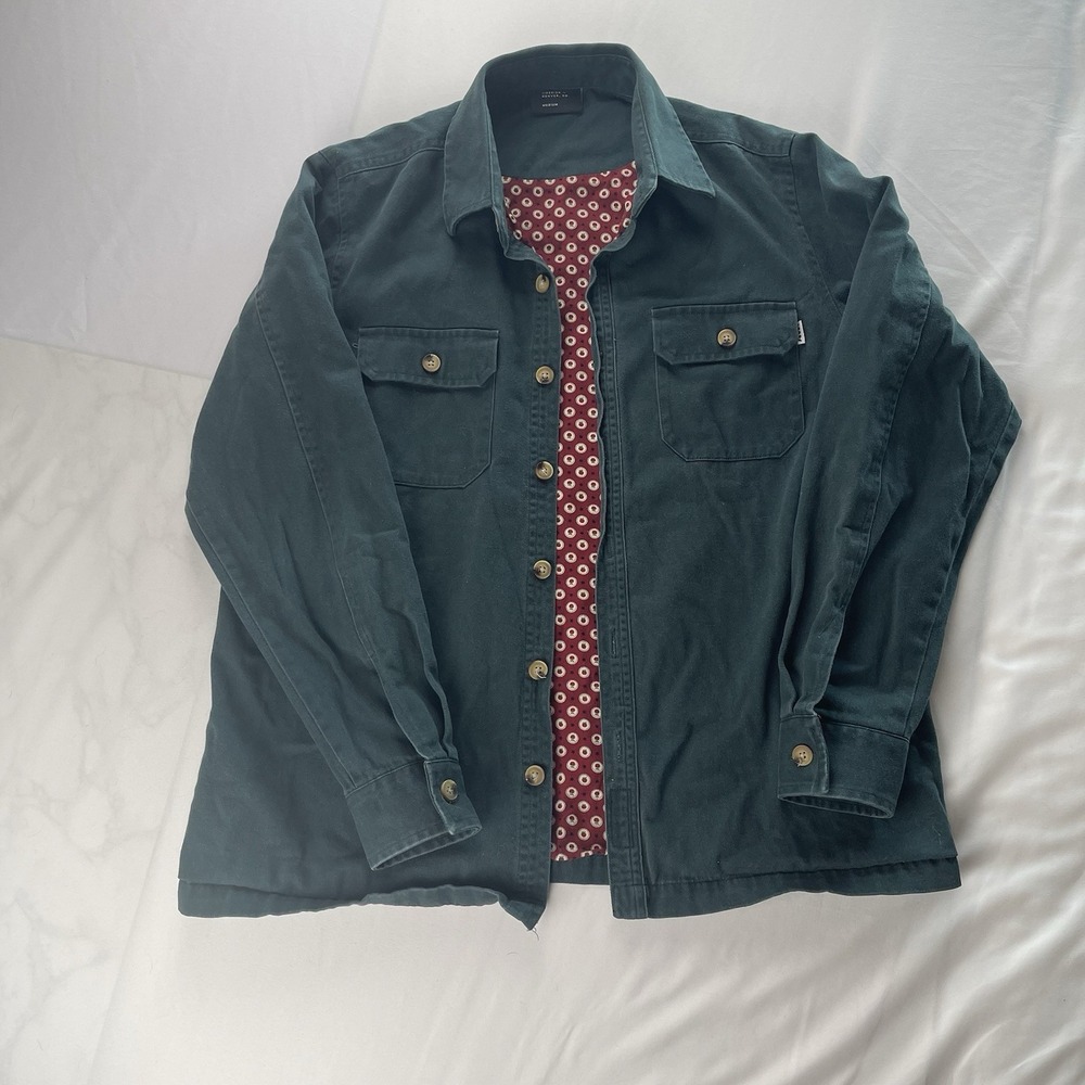 Jiberish "It's‎ a Cold World" Shacket Jacket Men's M Green Button-Up Rare